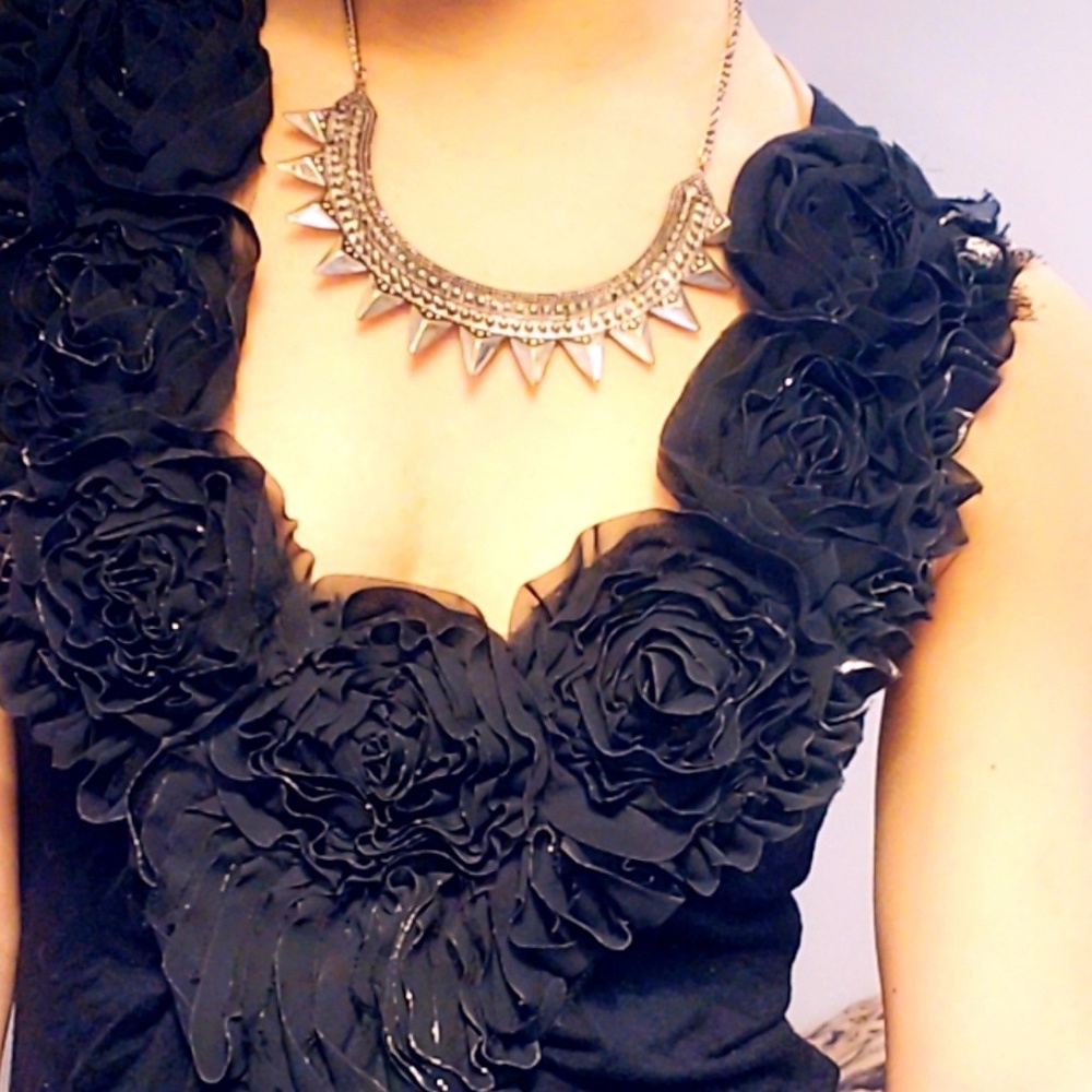 Black rosette blouse by Rue 21